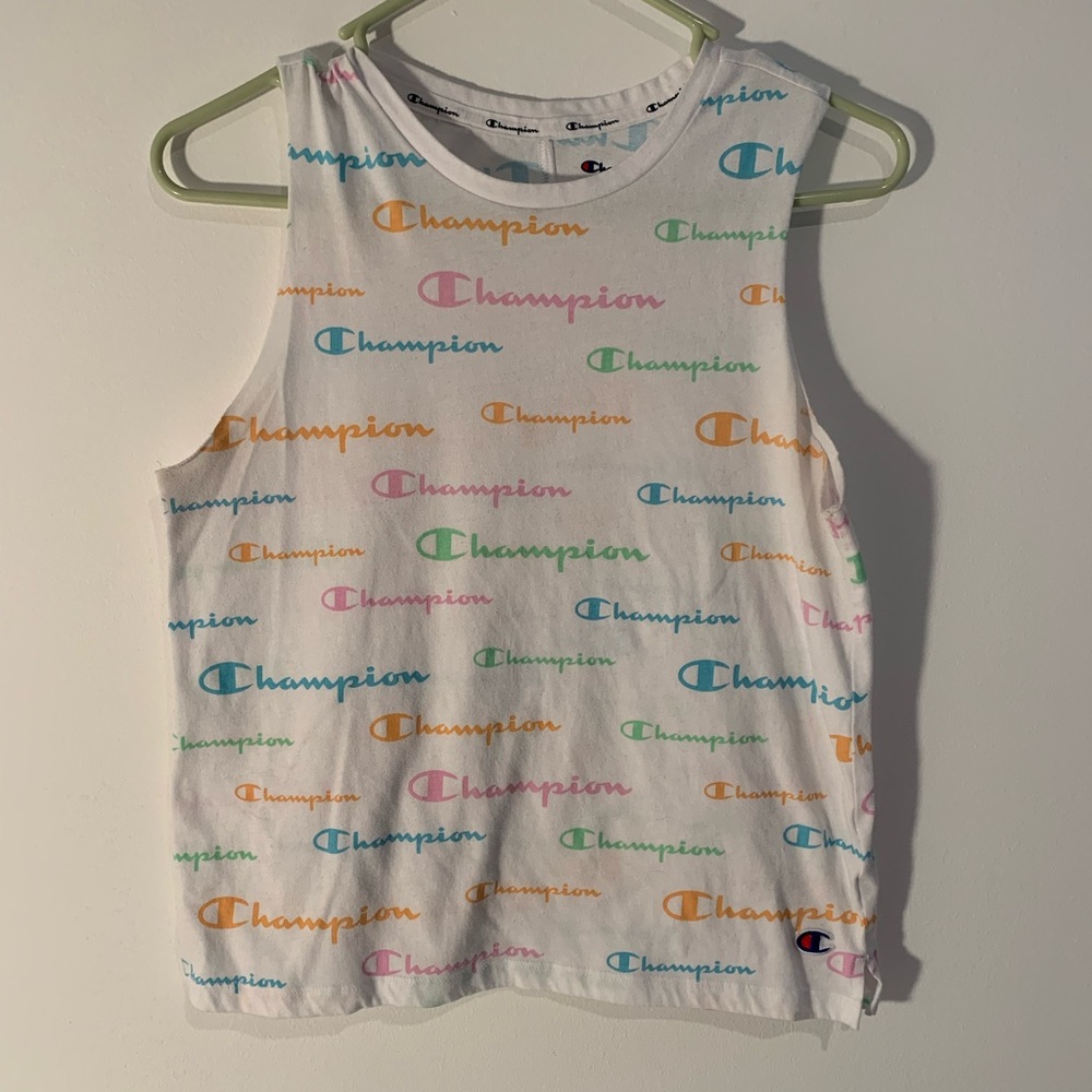 Champion Women Medium Sleeveless Workout Tank Top Slightly Cropped Multicolored